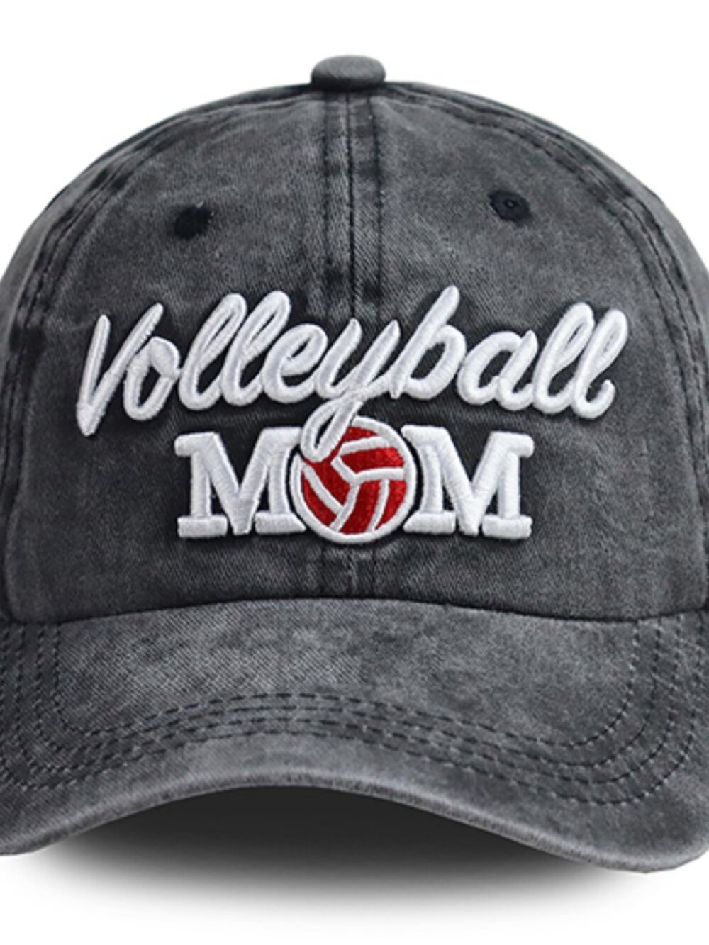 Volleyball Mom Embroidered Baseball Cap For Women, Vintage Adjustable Washed